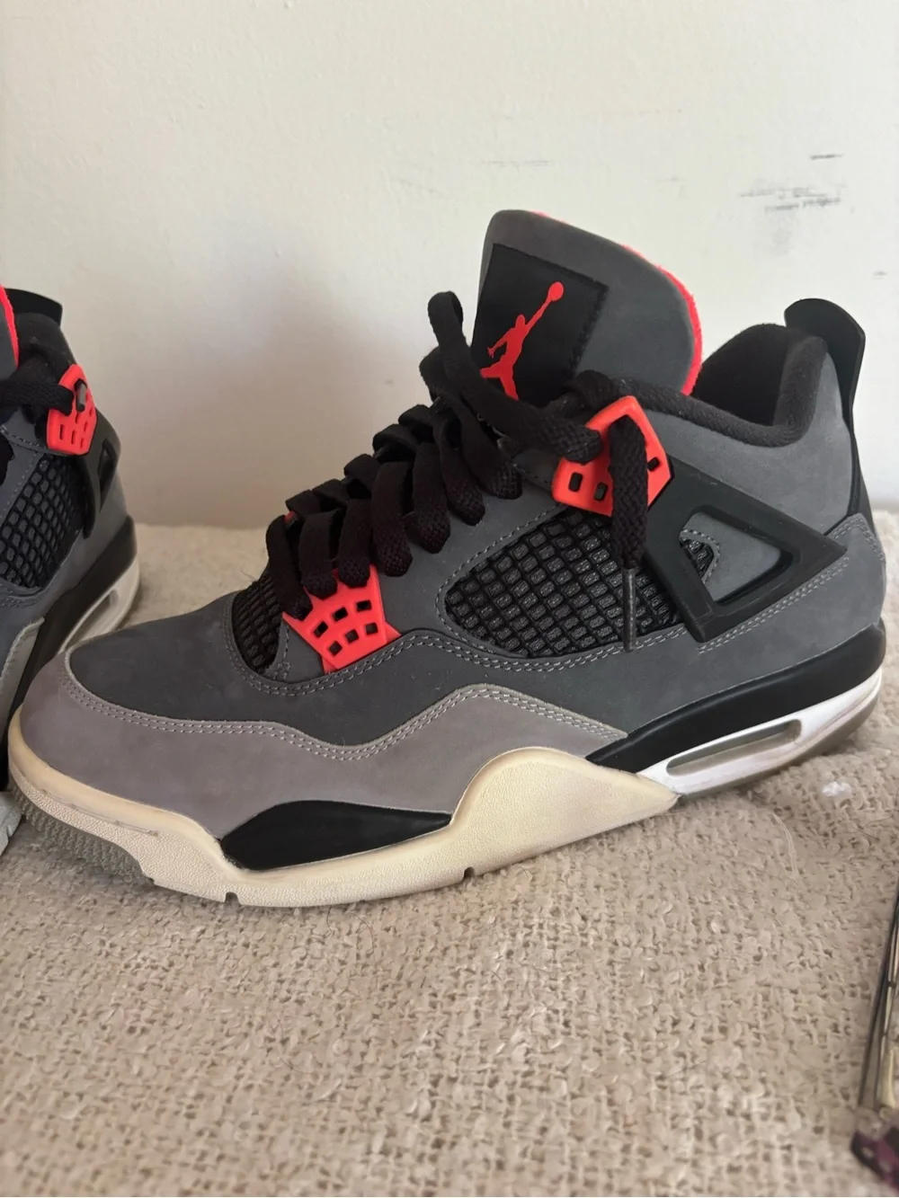 Jordan Retro Sneakers - Grey with Black and Red Accents